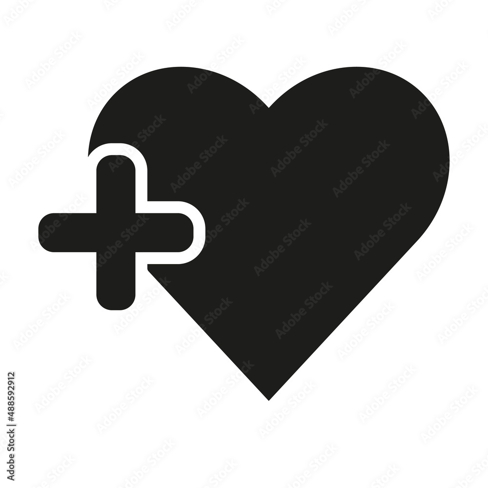 Fototapeta premium medical heart plus icon on white background. , vector illustration. EPS 10
