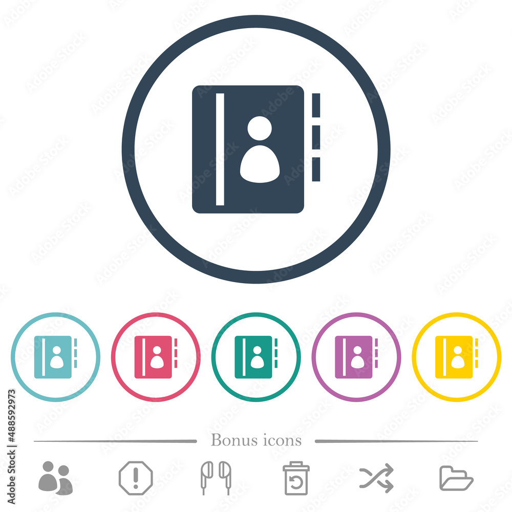 Contacts solid flat color icons in round outlines