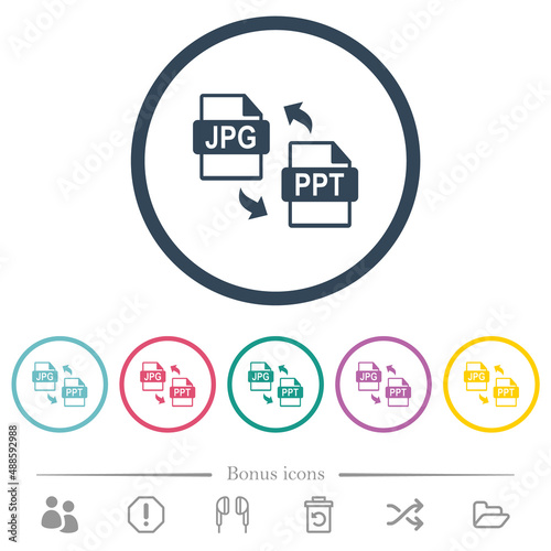 JPG PPT file conversion flat color icons in round outlines