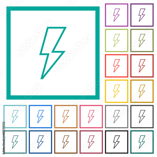 Flash outline flat color icons with quadrant frames