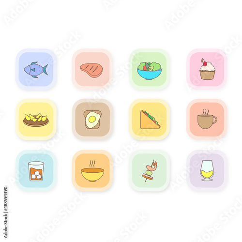 color food line icons for web and mobile