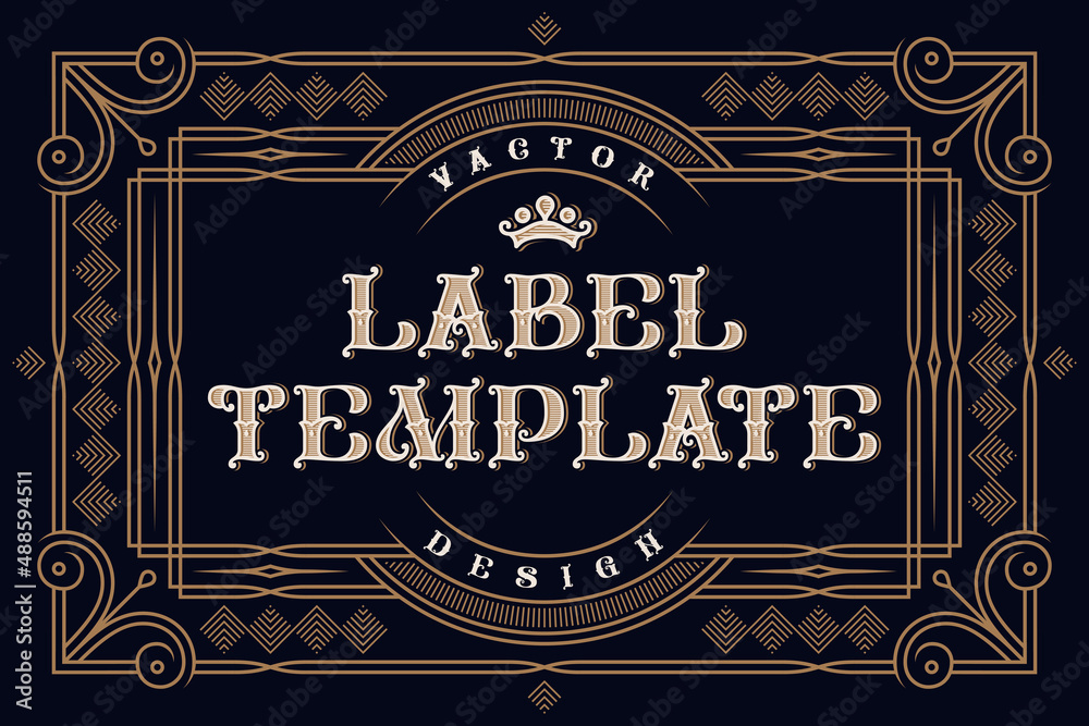 Vector label template with decorative ornate frame