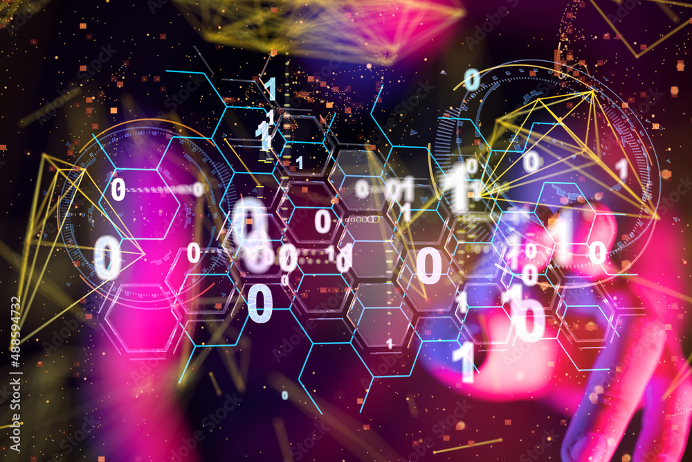Neural network 3D illustration. Big data and cybersecurity Neural network 3D illustration. Big data and cybersecurity