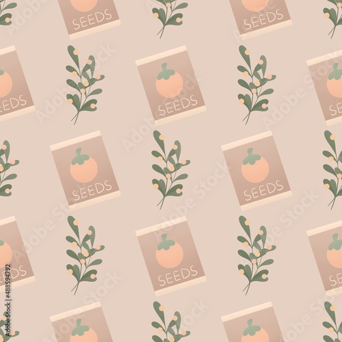 cute gardening spring pattern for kids - seeds and herbs