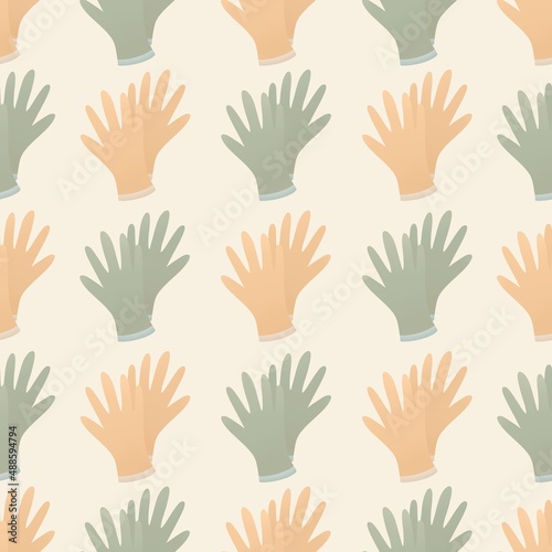cute spring gardening pattern for kids - colorful gloves