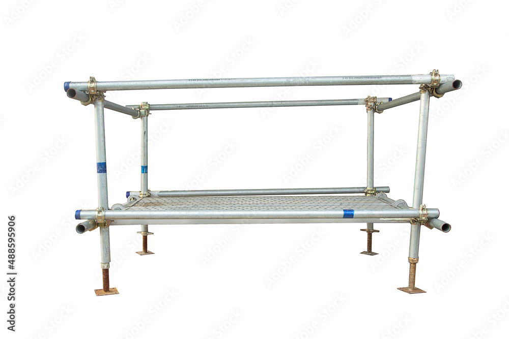 scaffolding, white background, used in construction. scaffolding, white background, used in construction.