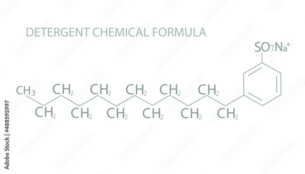 Detergent molecular skeletal chemical formula. Detergent molecular skeletal chemical formula.