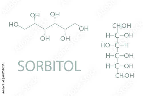 Sorbitol molecular skeletal chemical formula.	