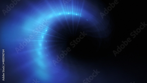 Bright abstract background with leaks. Blurred lighting tunnel. Magic portal. Vivid sphere lens