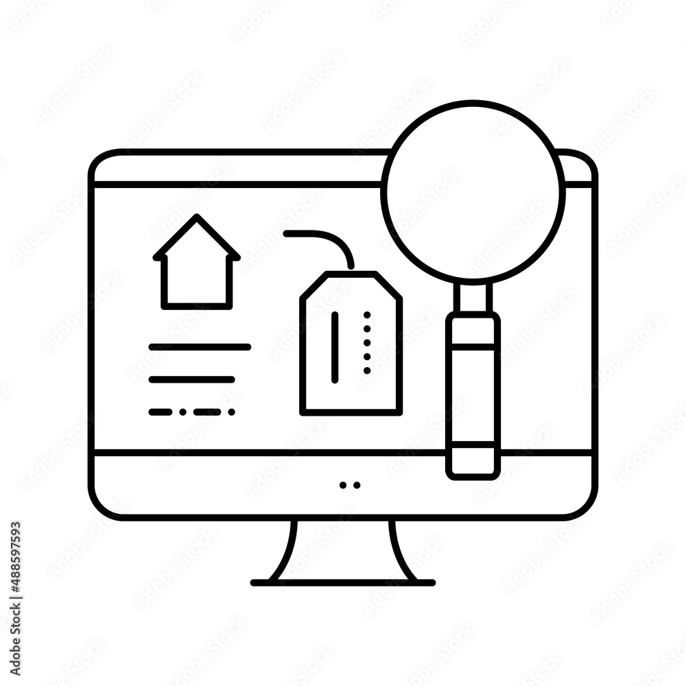 search rental properties line icon vector illustration search rental properties line icon vector illustration