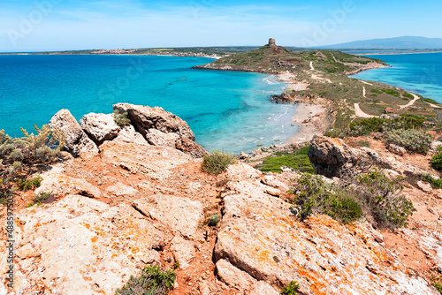 Panorama della penisola di San Giovanni di Sinis e Tharros, vicino a Cabras, in Sardegna, Italia  photo