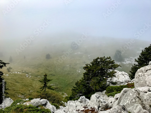 misty mountain landscape in Croatia - Northern Velebit National Park