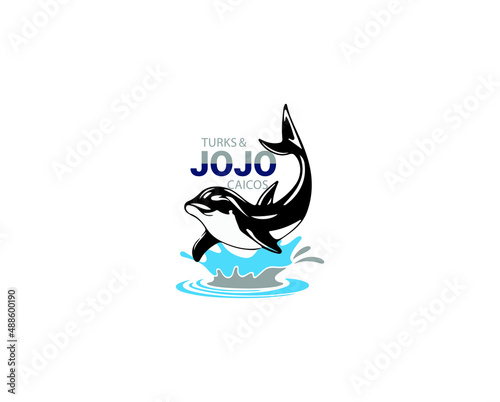 Dolphin jumping logo design concept Stock Vector Image