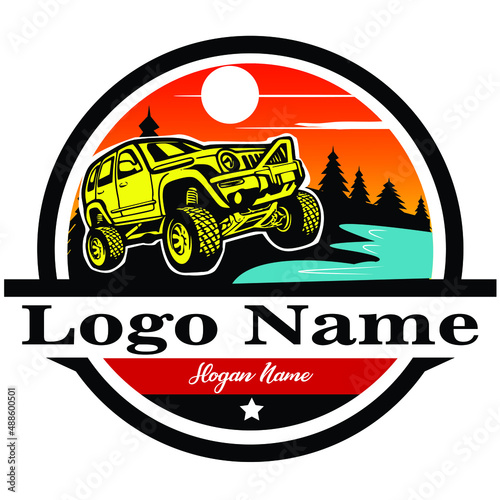 Adventure off-road vehicle logo  sticker template