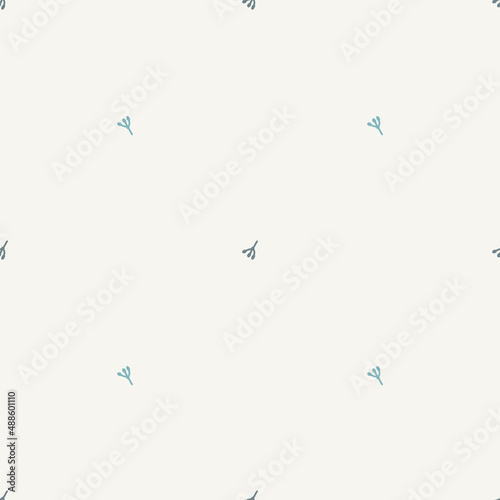 Gender neutral sprigged foliage seamless vector background. Simple whimsical botanical 2 tone pattern. Kids nursery wallpaper or scandi all over print. 