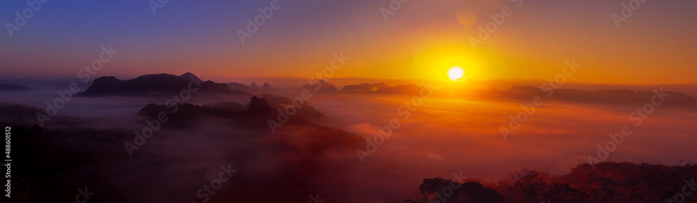 Landscape of morning sunrise over the mountains Landscape of morning sunrise over the mountains