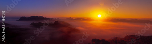 Landscape of morning sunrise over the mountains