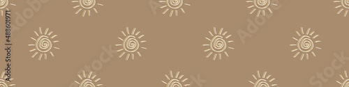 Gender neutral sunshine vector banner . Simple whimsical romantic 2 tone border. Kids nursery wallpaper or scandi all over print. 