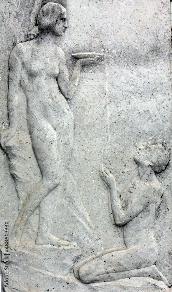 Vienna. Austria. Sculpture of a man talking to an angel in the square of the Austrian capital. Vienna. Austria. Sculpture of a man talking to an angel in the square of the Austrian capital.