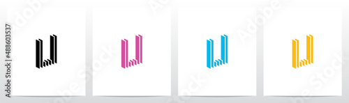 Rectangle Vertical Layer Letter Logo Design U