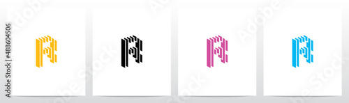 Rectangle Vertical Layer Letter Logo Design R