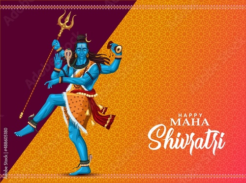 Lord Shiva back position, Indian God with happy Maha Shivratri or Mahashivratri. vector illustration design.