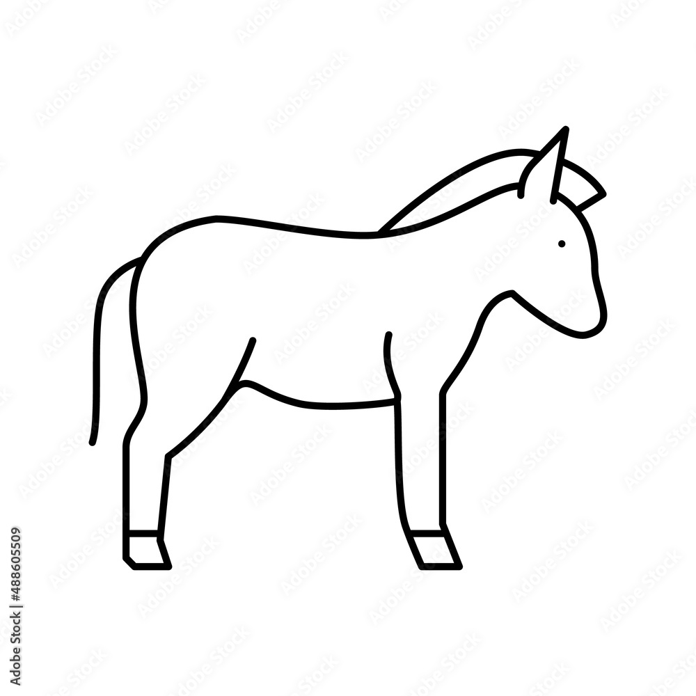 donkey domestic animal line icon vector illustration
