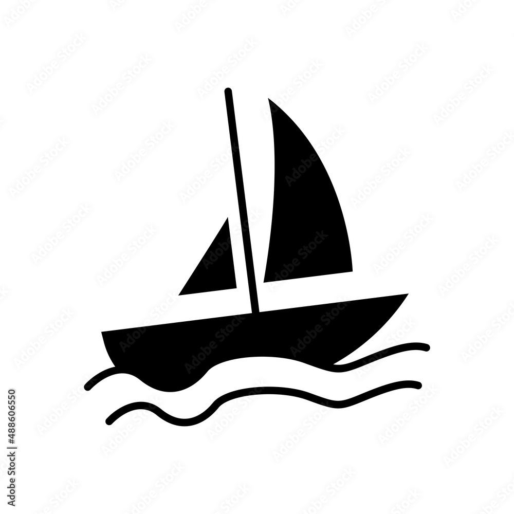 boat icon. glyph style. silhouette. simple design editable. Design template vector