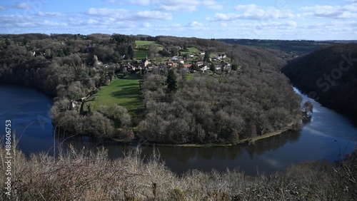 Winter view of the bend of the Creuse river in France