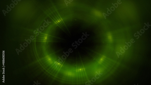 Bright abstract background with leaks. Blurred lighting tunnel. Magic portal. Vivid sphere lens 