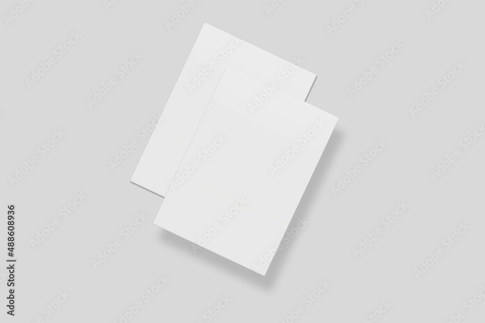 Blank paper for mockup. 3D Render. Blank paper for mockup. 3D Render.