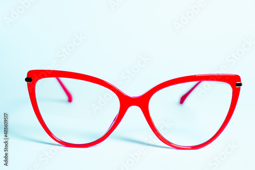 glasses red on a white background