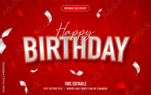 happy birthday text effect on red background editable