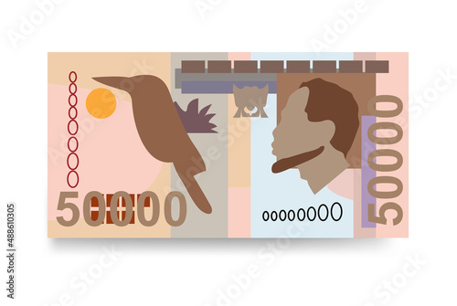 Dobra Vector Illustration. São Tomé and Príncipe money set bundle banknotes. Paper money 50000 STN. Flat style. Isolated on white background. Simple minimal design.