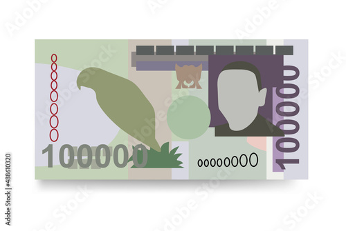 Dobra Vector Illustration. São Tomé and Príncipe money set bundle banknotes. Paper money 100000 STN. Flat style. Isolated on white background. Simple minimal design.