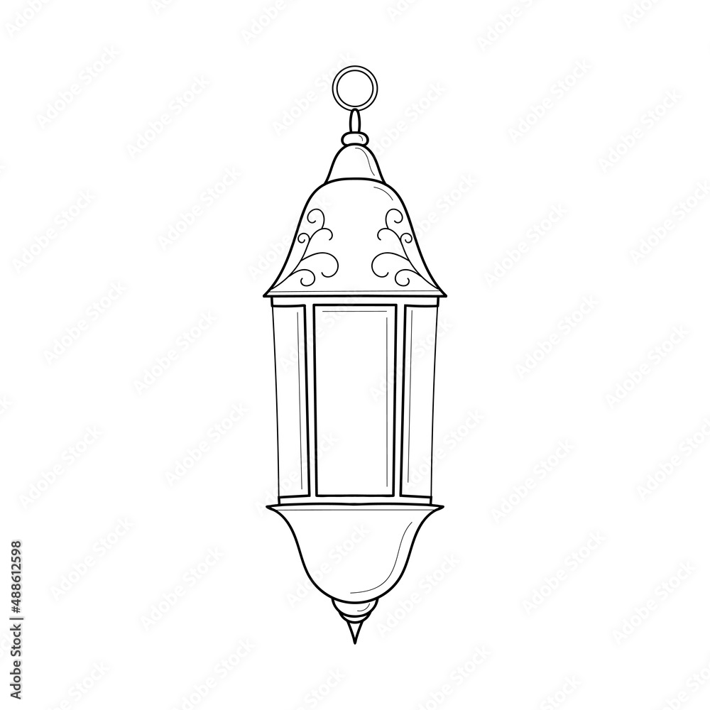 Hanging street lamp on a white background. Cartoon sketch drawn in. Hand drawn vector illustration. Hanging street lamp on a white background. Cartoon sketch drawn in. Hand drawn vector illustration.