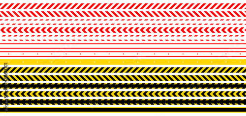 Hazardous warning tape sets must be careful for construction. Vector illustration.