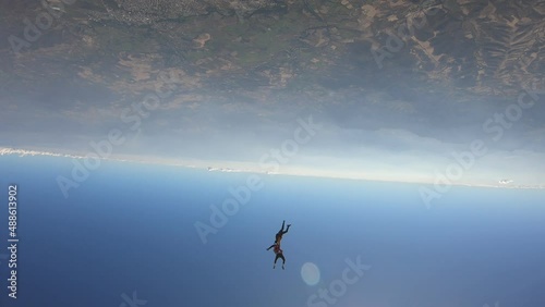 Skydiving. Skydivers are having fun in the sky.