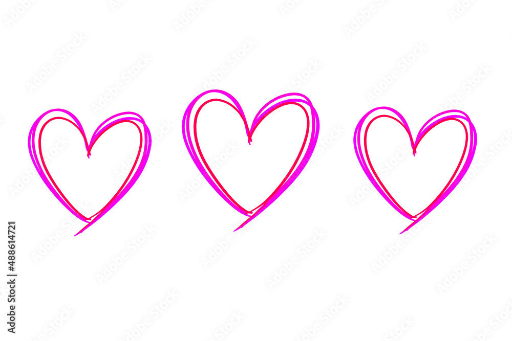 Three Hearts, Clipart, different Colors 