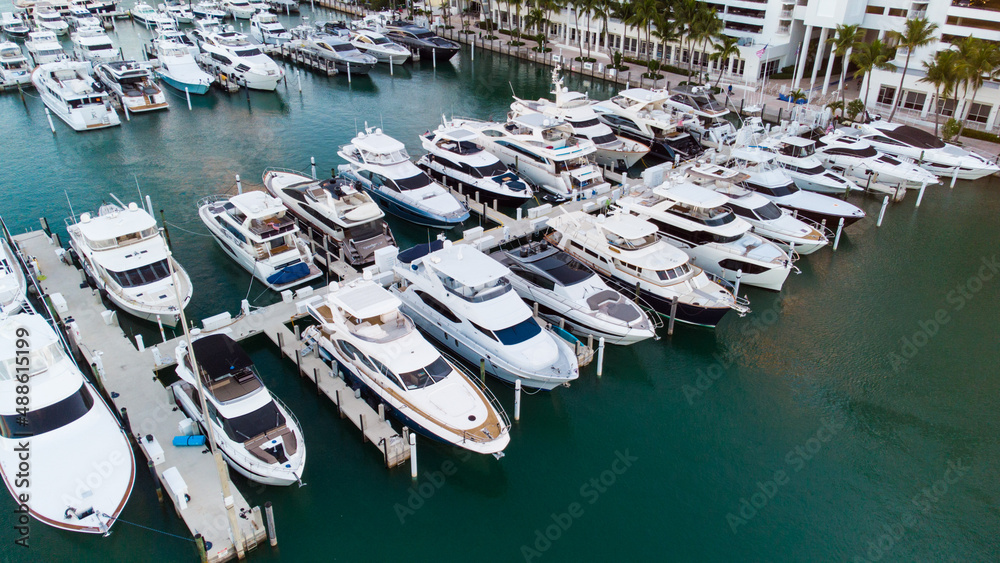 Fototapeta premium Marina from above at dawn