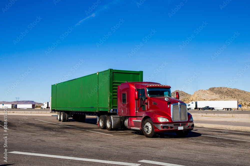 Semi Trucks on the Nevada Highway, USA. Trucking in Nevada , USA