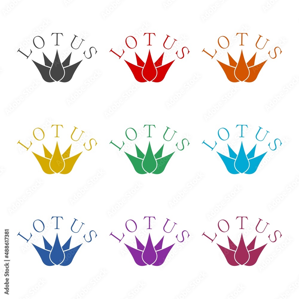 Fototapeta premium Lotus flower icon or logo, color set