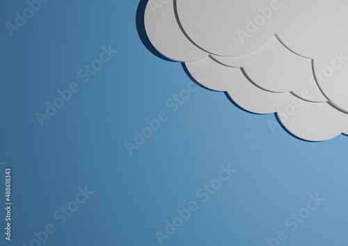 Simple, minimal 3D render flat lay for product display or background for presentation or wallpaper with copy space for text with geometric cloud light sky blue