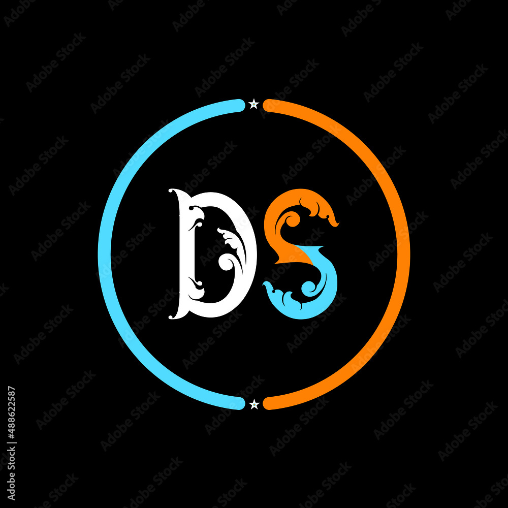 Fototapeta premium Ds letter logo design. Ds icon design, black background.