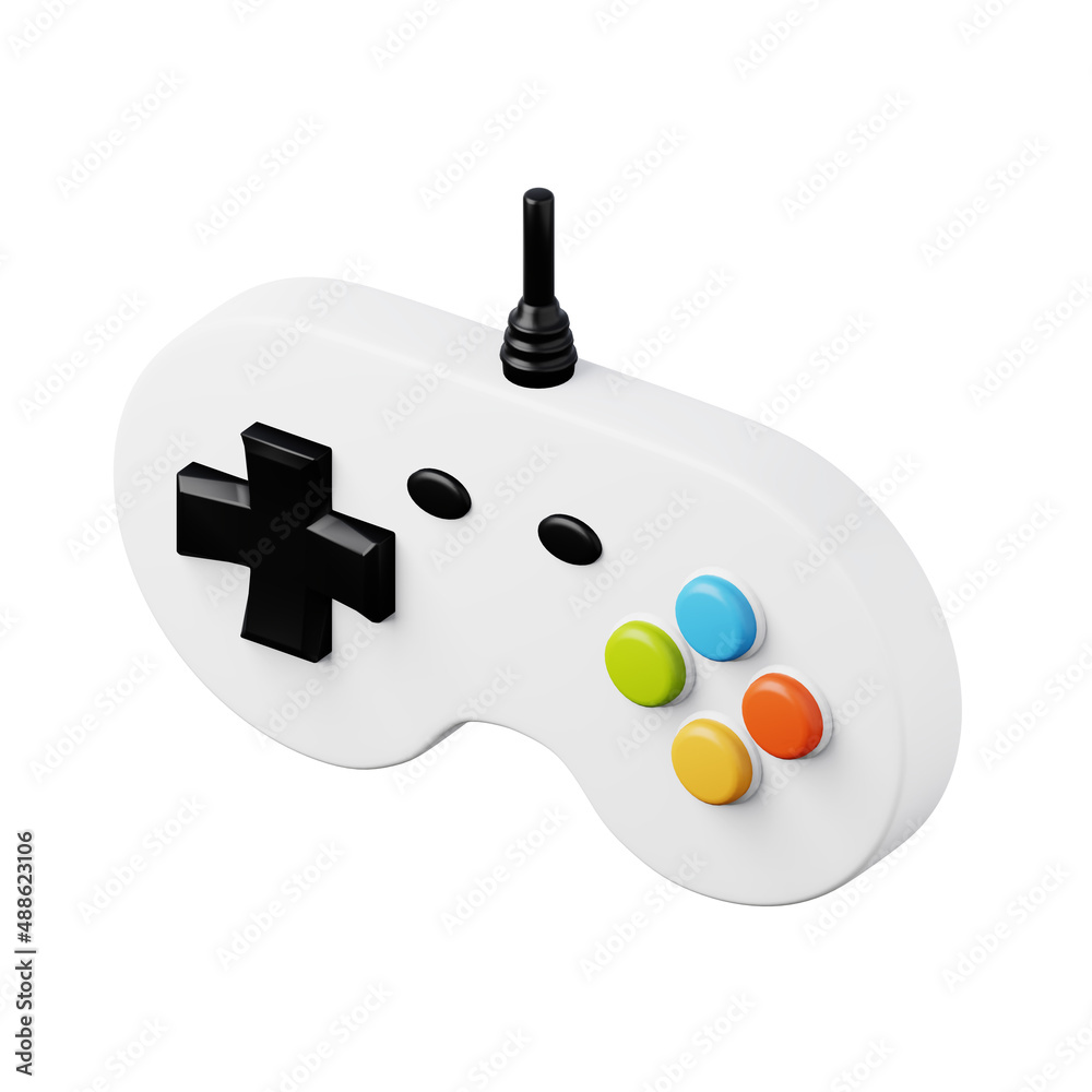 Arcade gamepad joystick controller high quality 3D render illustration icon.