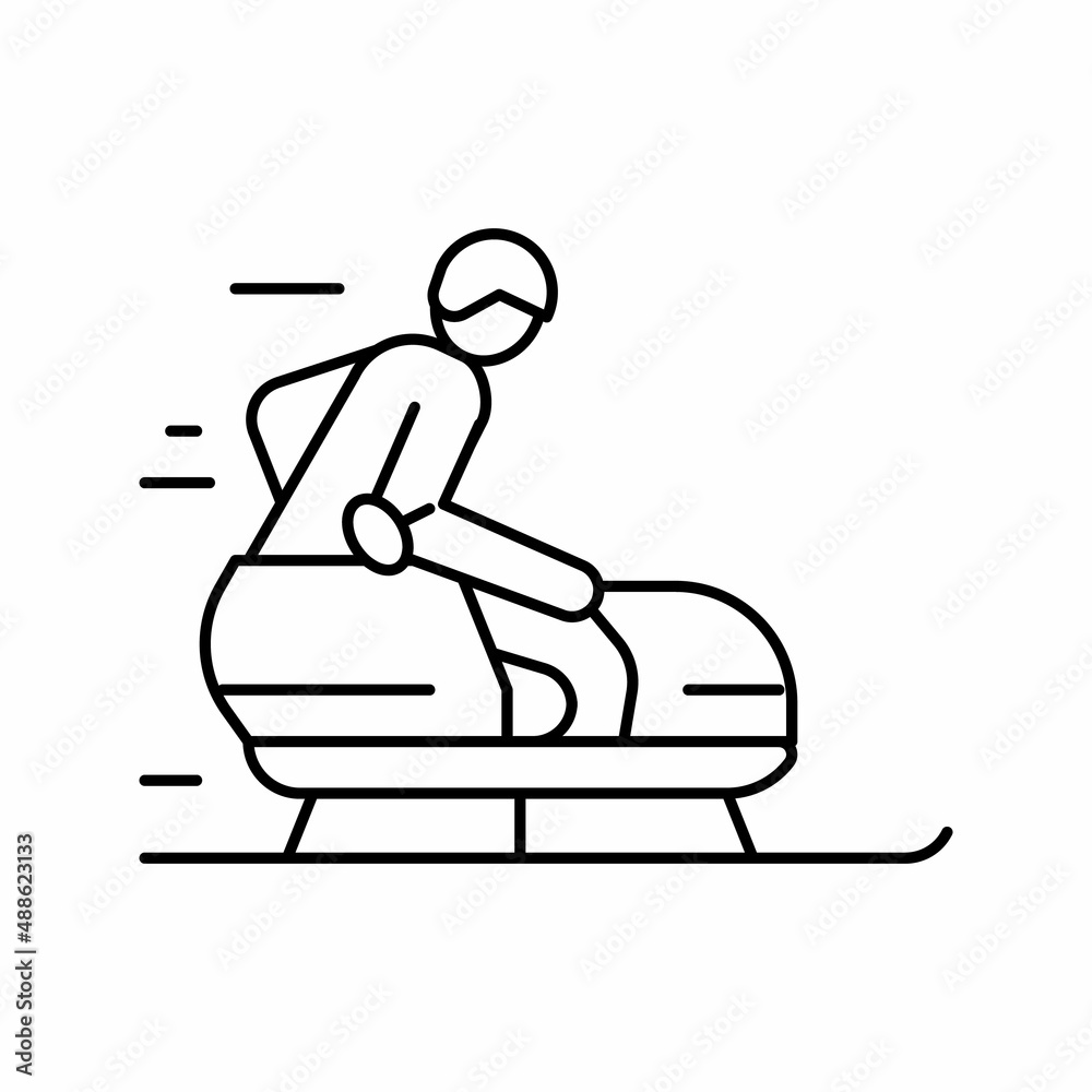 bobsled handicapped athlete line icon vector illustration