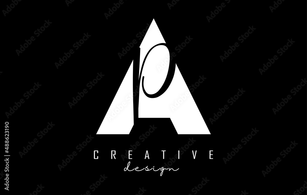 Fototapeta premium Black and white AP letter logo with a minimalist and negative space design. Abstract letters with geometric and handwritten typography. Creative Vector Illustration. 