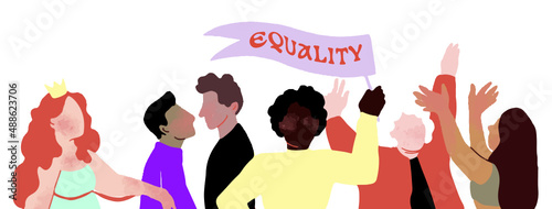 égalité diversité manifestation personnes hommes femmes enfants ensemble tous égaux