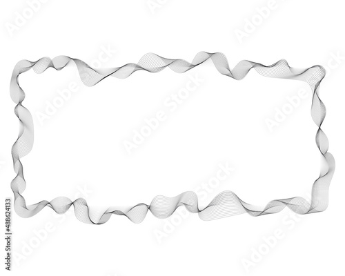 vector illustration of frame with abstract gray colored waves lines on white background