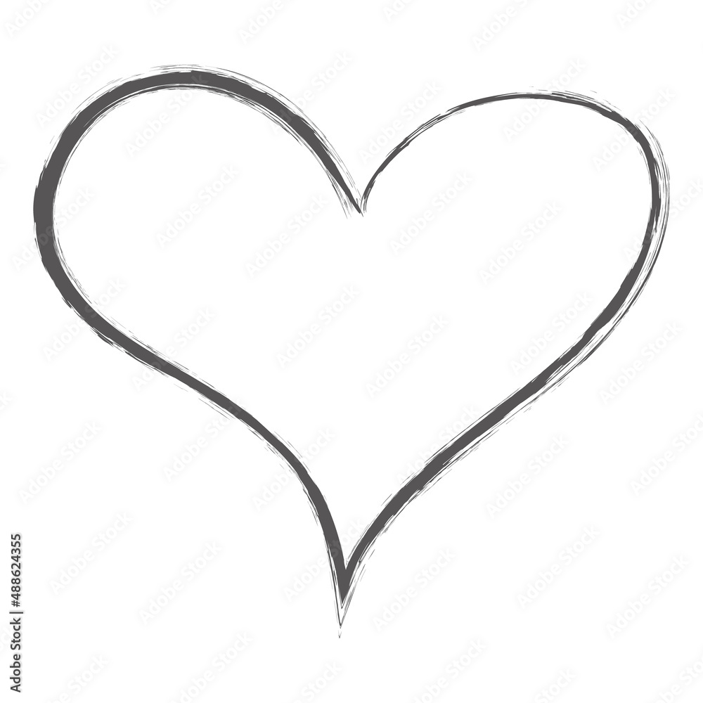 brush painted ink stamp heart banner frame on white background brush painted ink stamp heart banner frame on white background